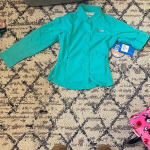 Columbia Kids' Turquoise Button Down Shirt
